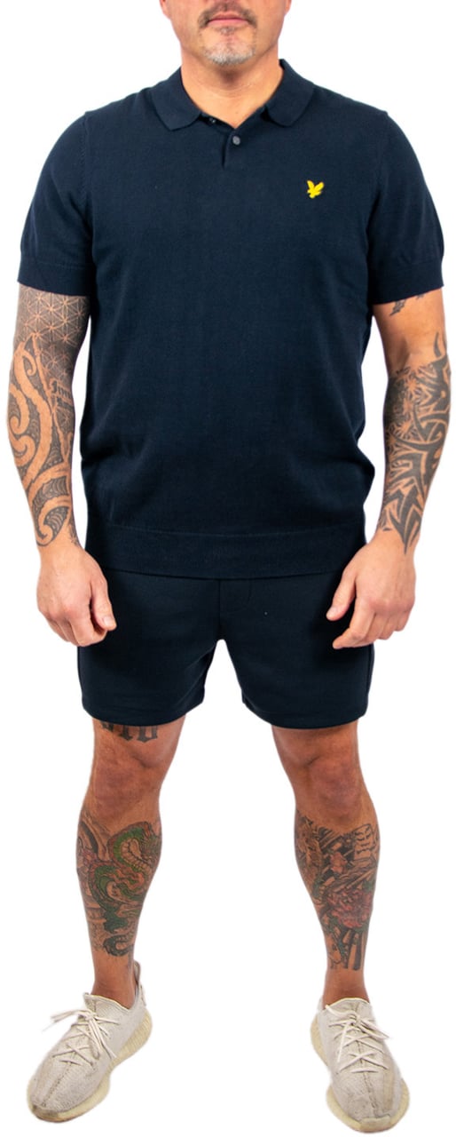 Lyle & Scott Cotton Short Sleeve Knitted Polo Blauw