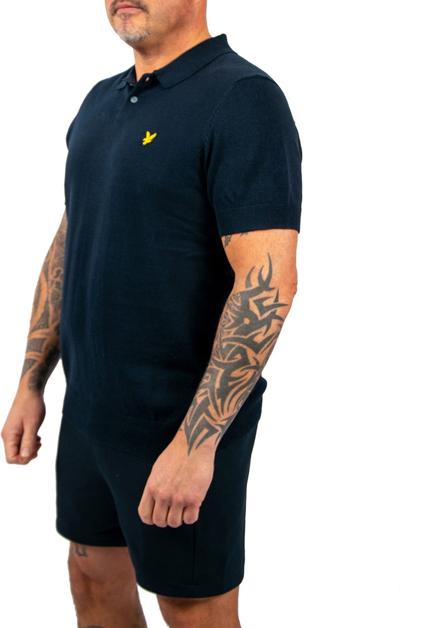 Lyle & Scott Lyle & Scott Cotton Short Sleeve Knitted Polo Blauw