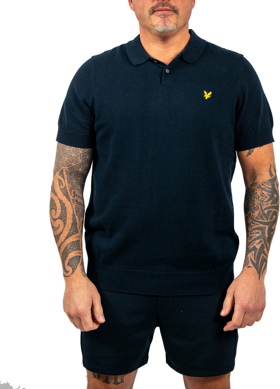 Lyle & Scott Lyle & Scott Cotton Short Sleeve Knitted Polo Blauw