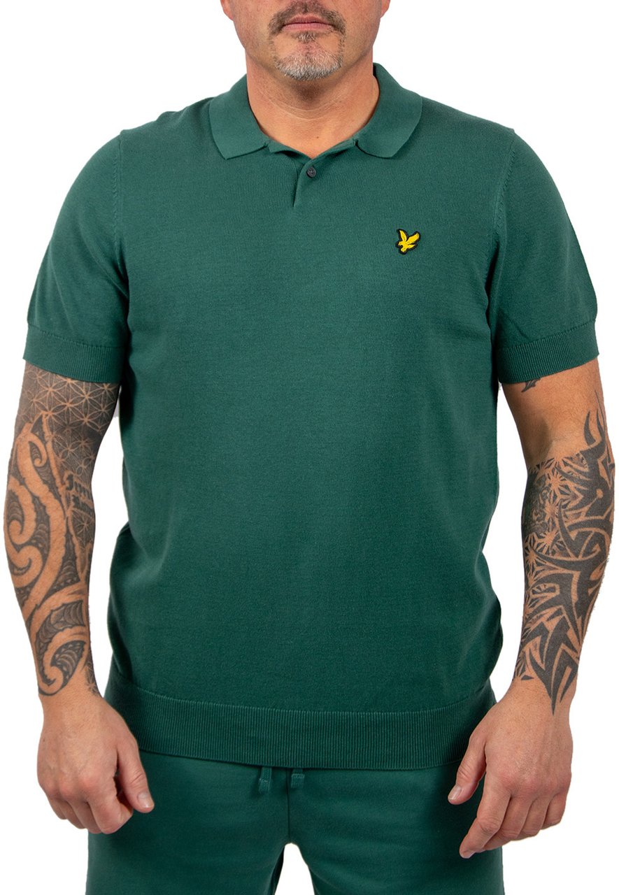 Lyle & Scott Cotton Short Sleeve Knitted Polo Groen