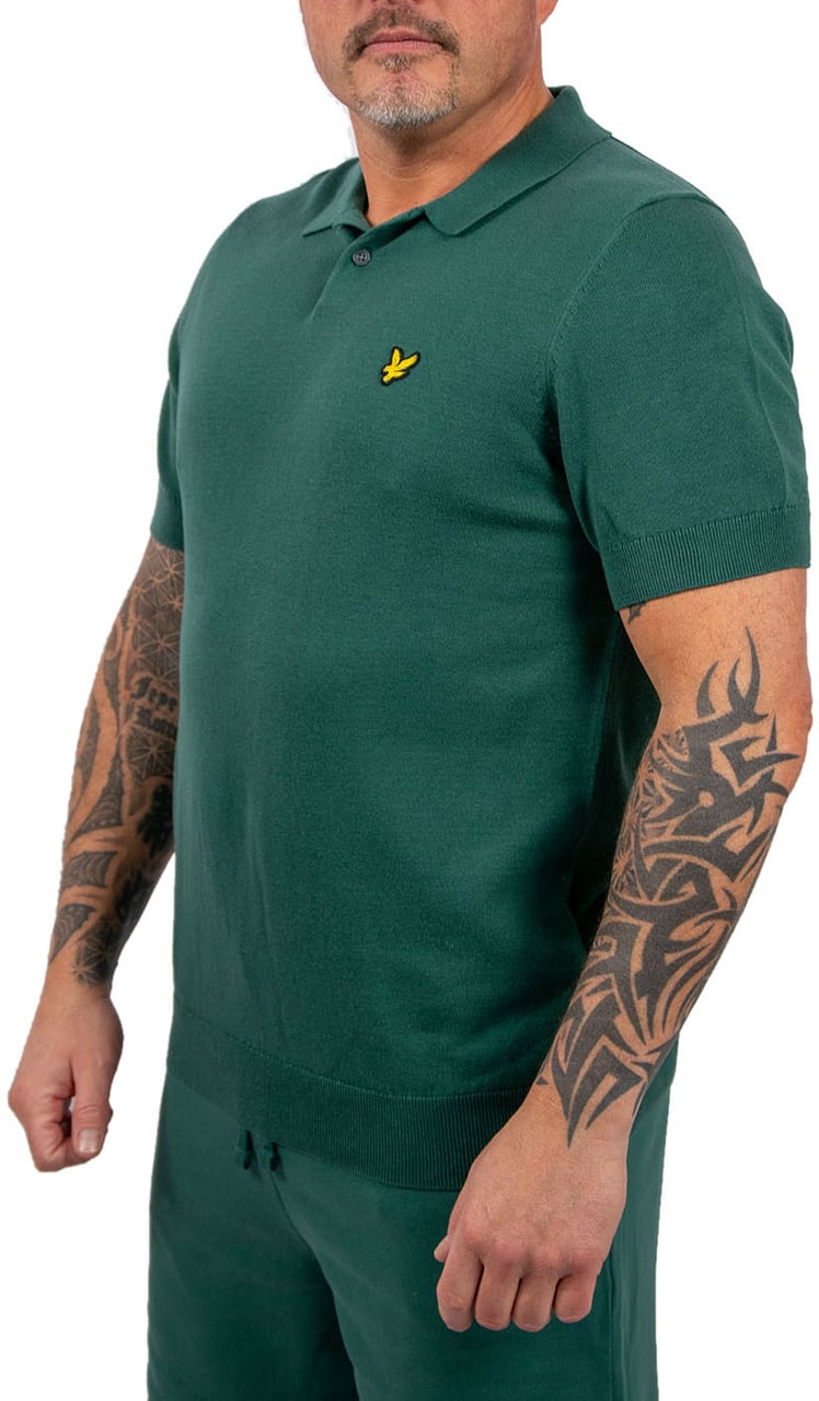 Lyle & Scott Cotton Short Sleeve Knitted Polo Groen