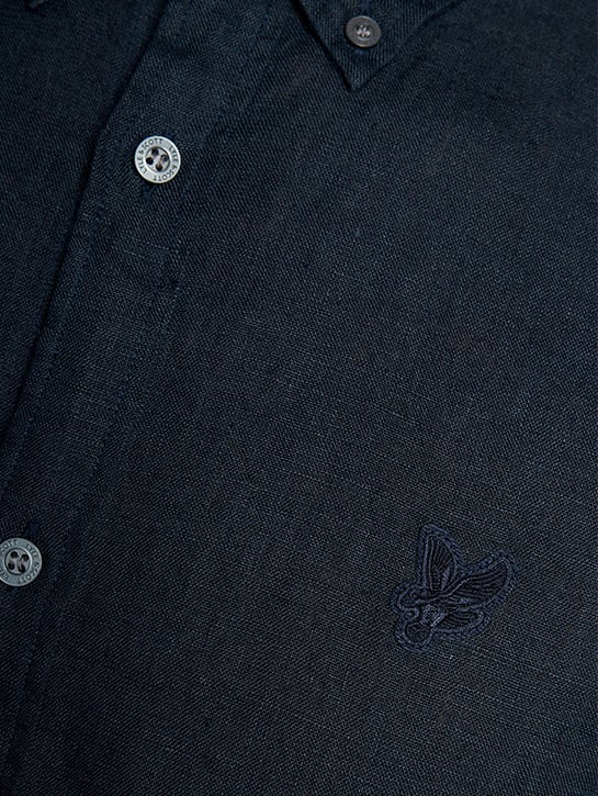Lyle & Scott Long Sleeve Linen Shirt Blauw