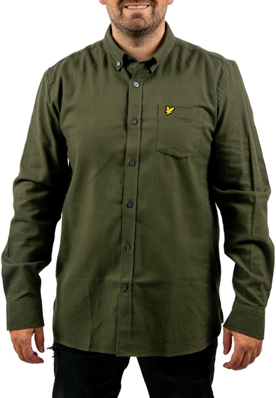 Lyle & Scott Lyle & Scott Plain Flannel Shirt Groen