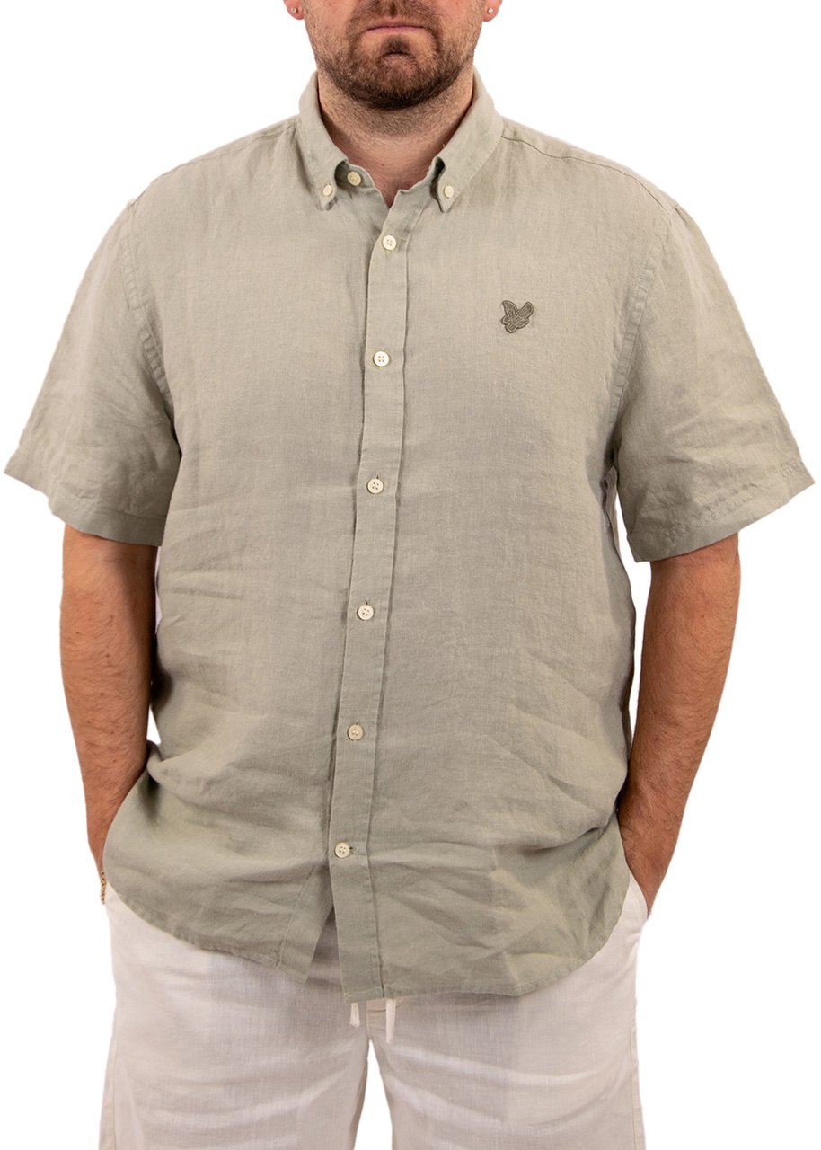 Lyle & Scott Short Sleeve Linen Shirt Groen