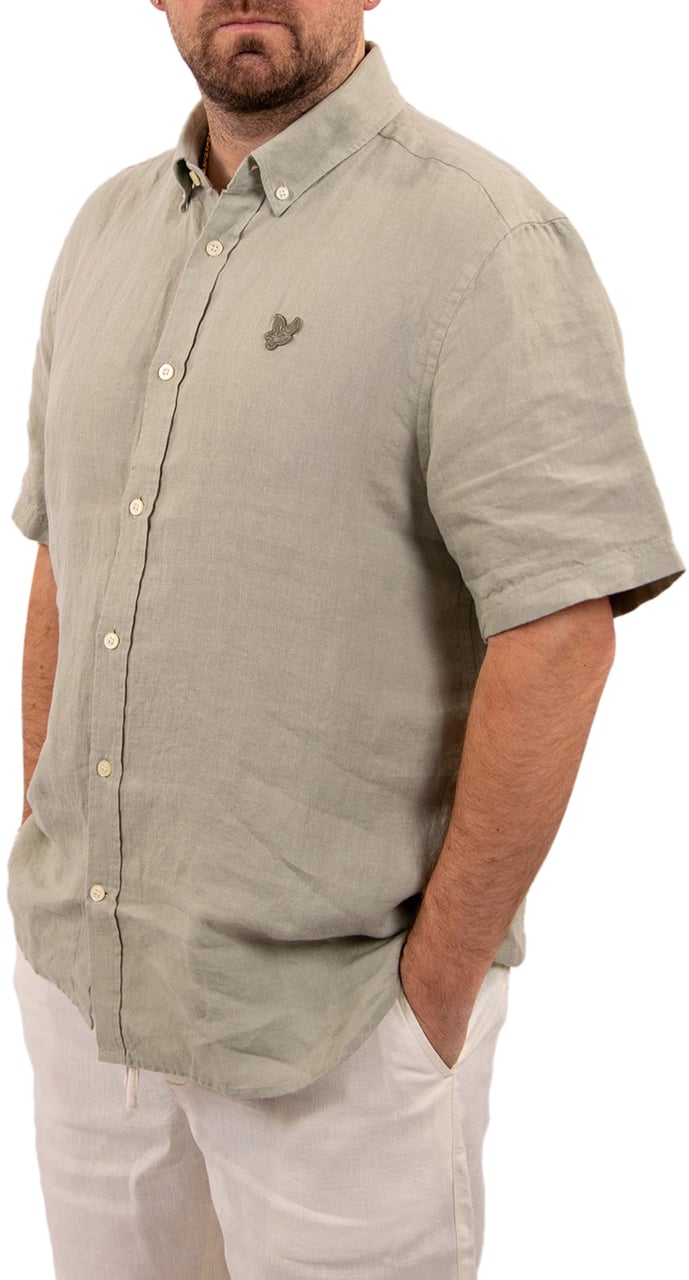 Lyle & Scott Short Sleeve Linen Shirt Groen