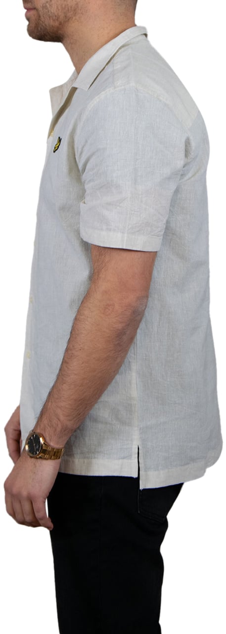 Lyle & Scott Lyle & Scott Linen Blend Oxford Revere Shirt Beige