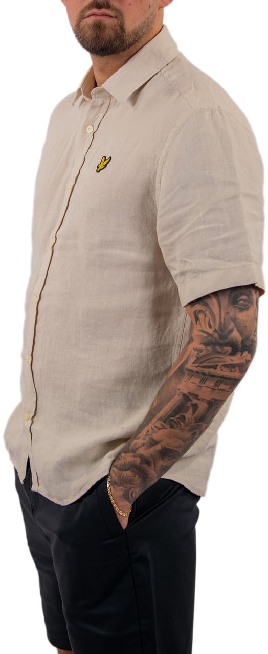 Lyle & Scott Short Sleeve Linen Blend Shirt Beige