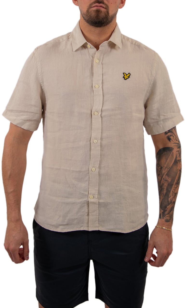 Lyle & Scott Short Sleeve Linen Blend Shirt Beige