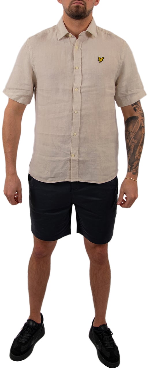 Lyle & Scott Short Sleeve Linen Blend Shirt Beige