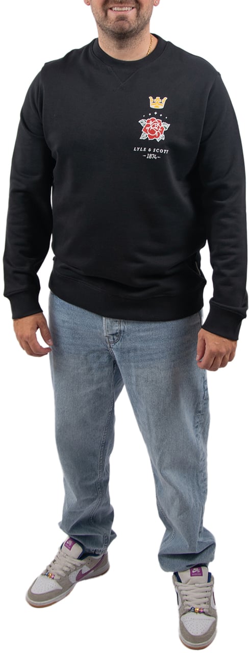 Lyle & Scott Rose And Crown Graphic Crew Neck Zwart
