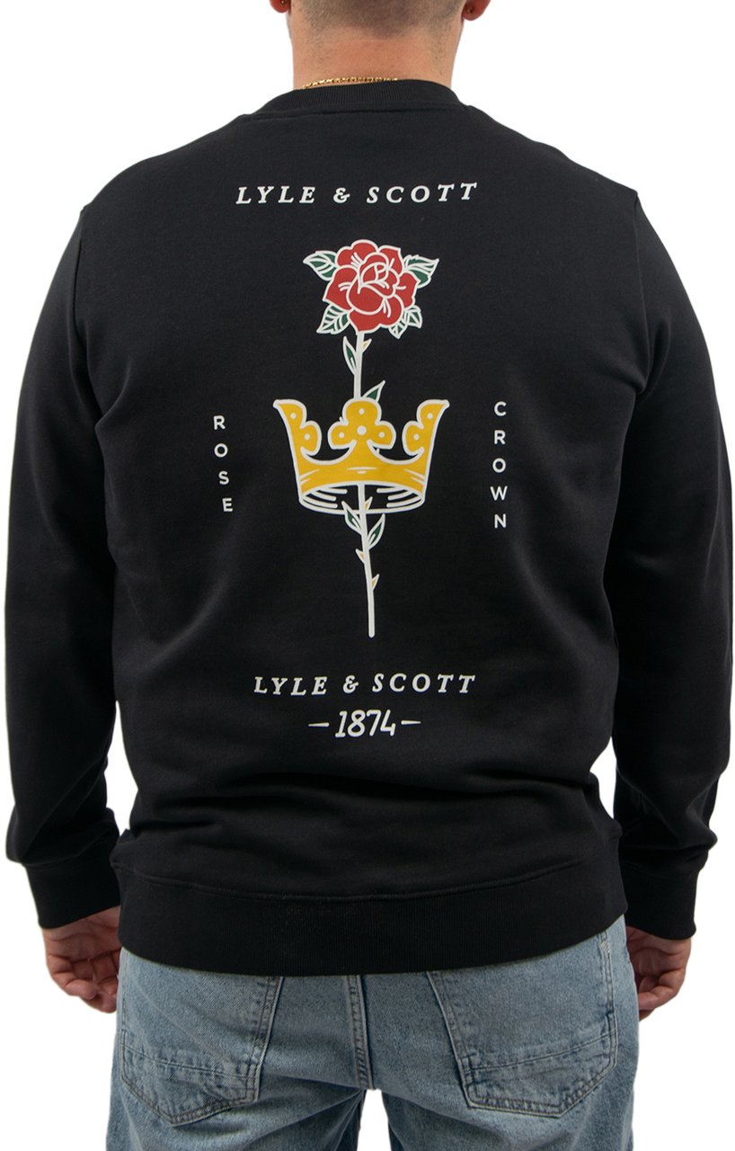 Lyle & Scott Rose And Crown Graphic Crew Neck Zwart
