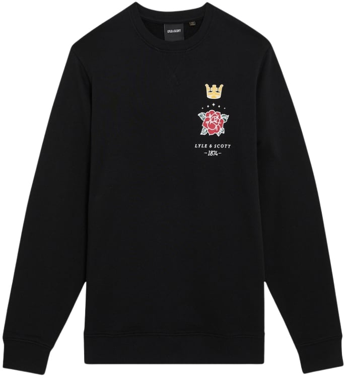 Lyle & Scott Rose And Crown Graphic Crew Neck Zwart