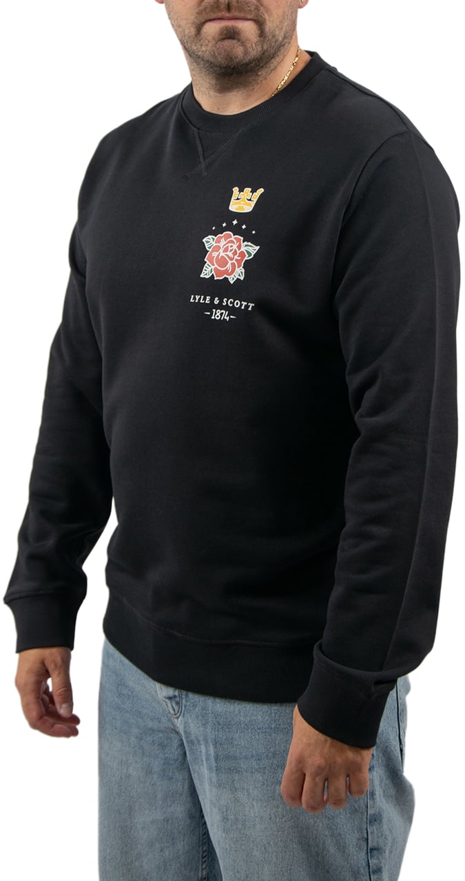 Lyle & Scott Rose And Crown Graphic Crew Neck Zwart