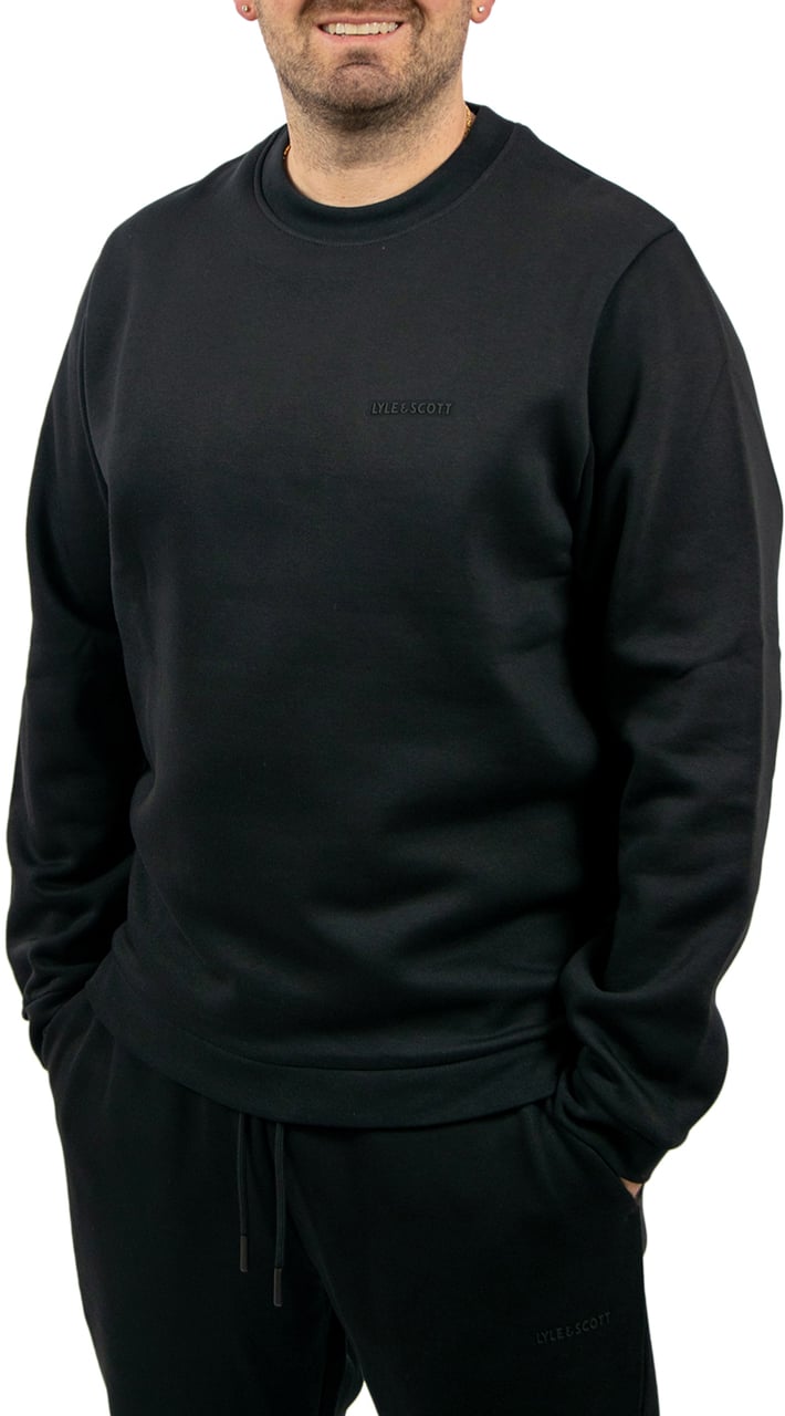Lyle & Scott Lyle & Scott Logo Brushback Crew Neck Sweatshirt Zwart