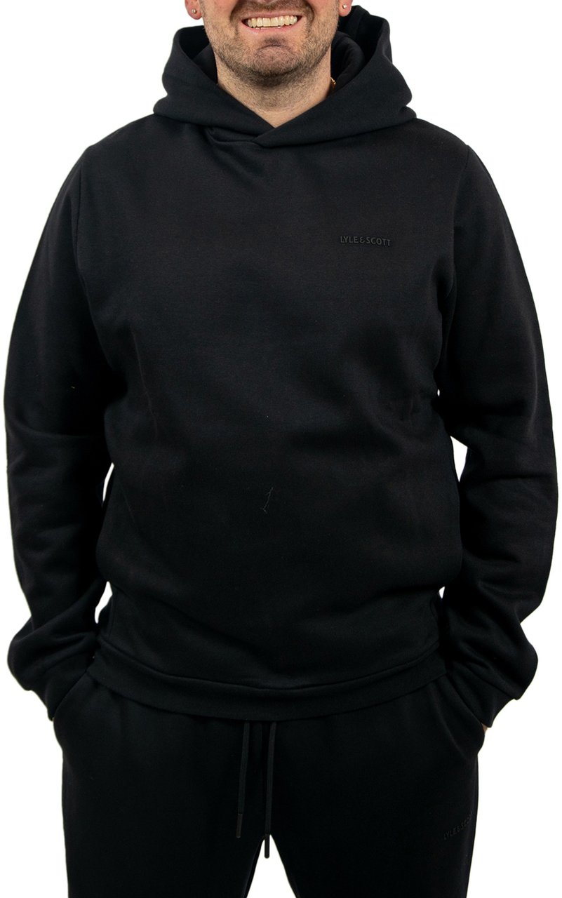 Lyle & Scott Lyle & Scott Logo Brushback Pullover Hoodie Zwart