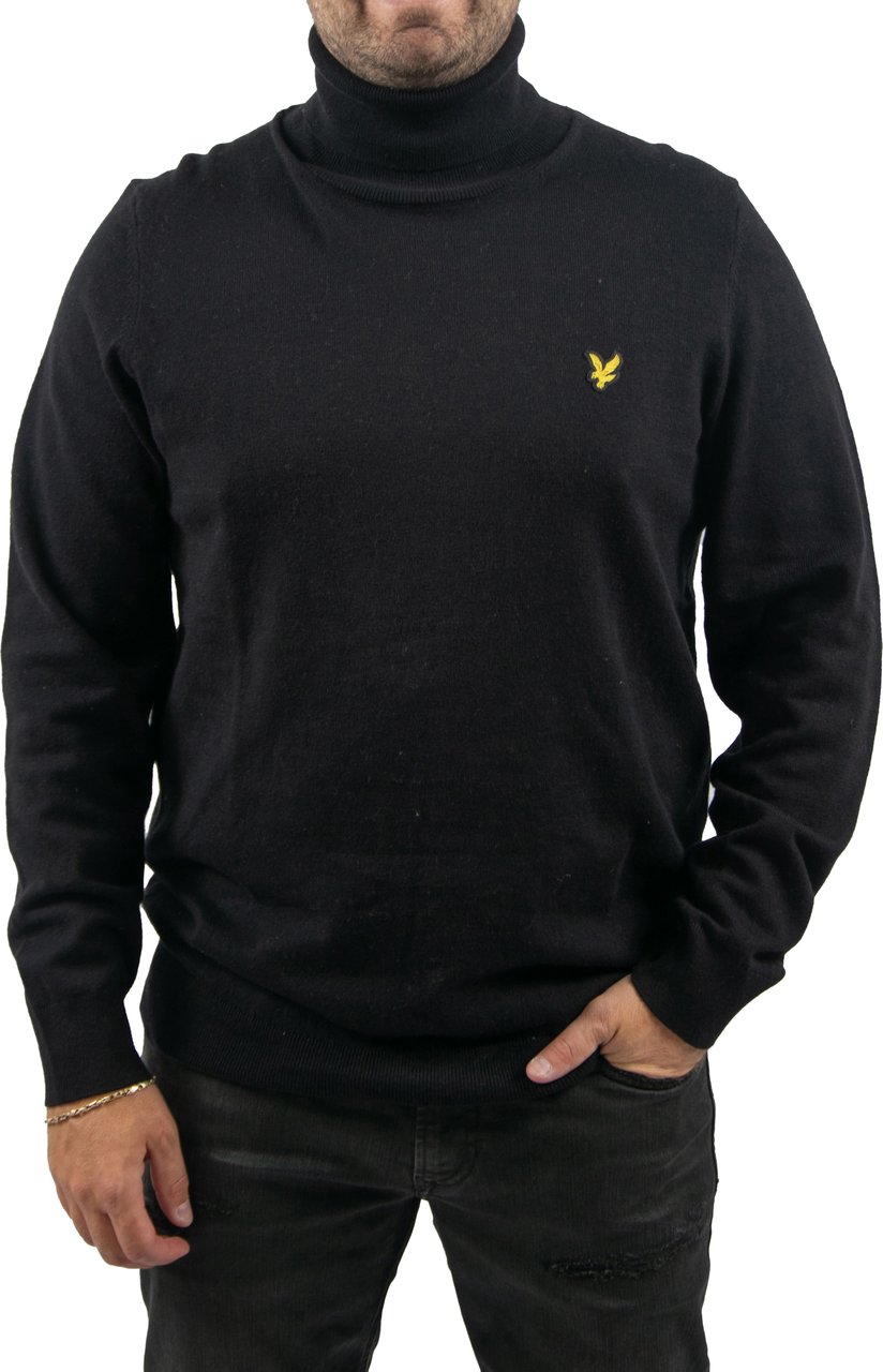 Lyle & Scott Lyle &amp; Scott Cotton Merino TurleNeck Jumper Zwart