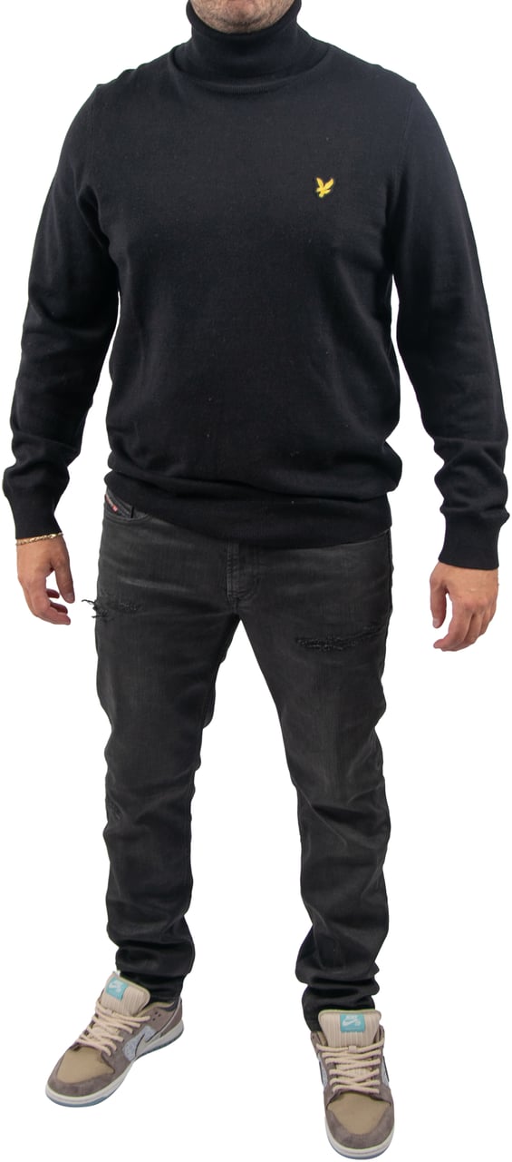 Lyle & Scott Lyle &amp; Scott Cotton Merino TurleNeck Jumper Zwart