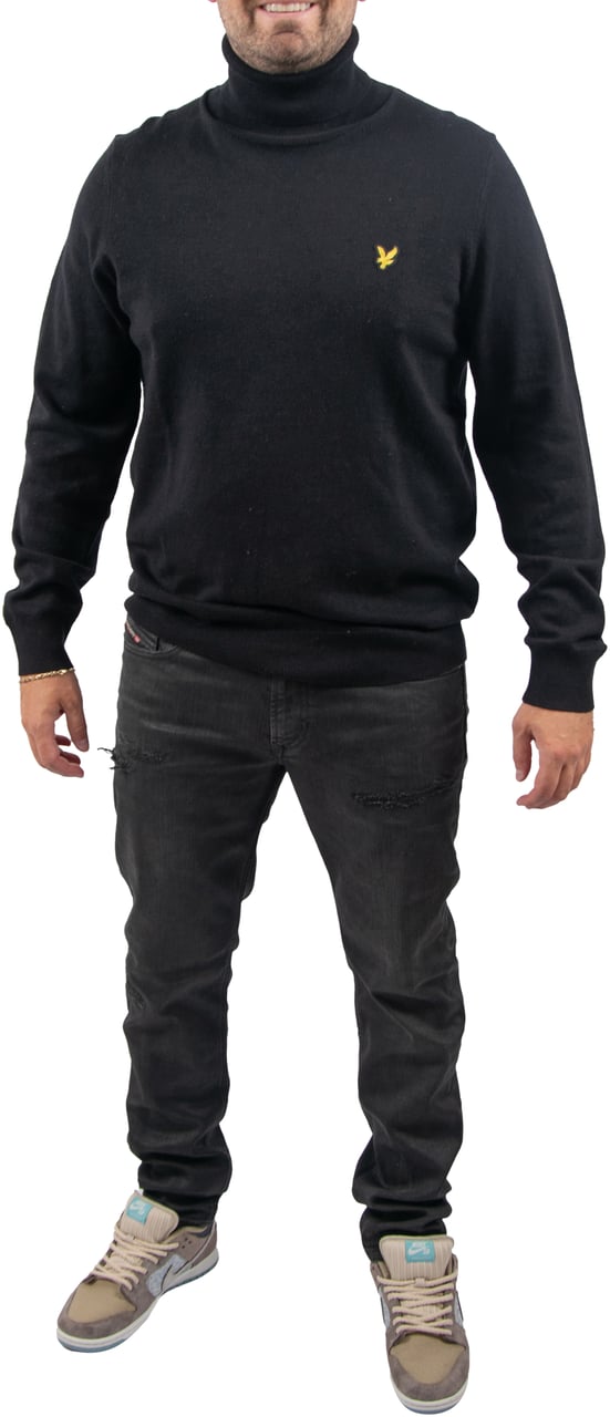 Lyle & Scott Lyle &amp; Scott Cotton Merino TurleNeck Jumper Zwart