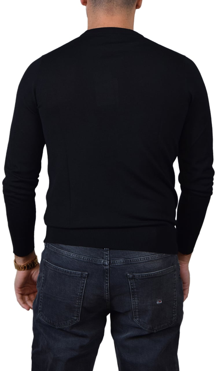 Lyle & Scott Lyle & Scott Tonal Eagle Merino Crew Neck Jumper Zwart