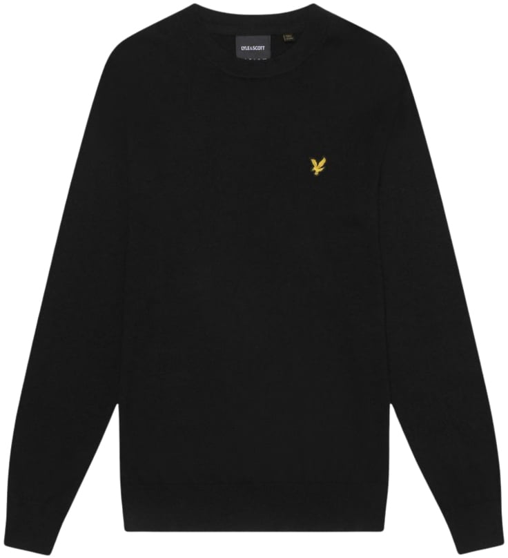 Lyle & Scott Lyle &amp; Scott Cotton Merino Crew Neck Jumper Zwart