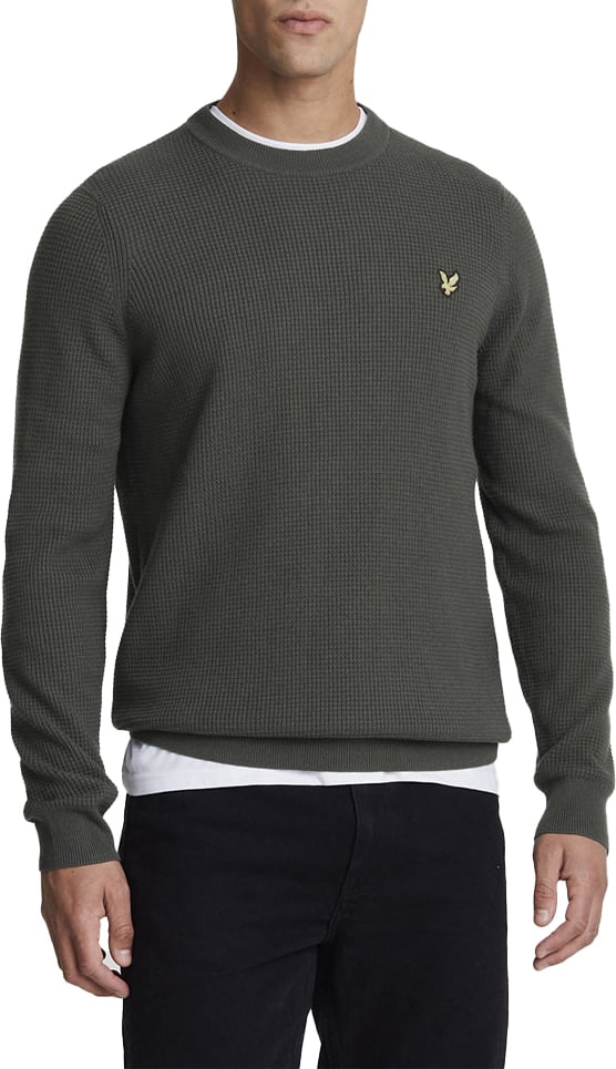 Lyle & Scott Lyle &amp; Scott Grid Knit Crew Neck Jumper Grijs