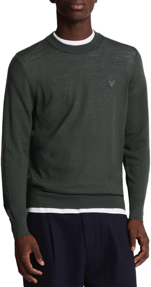 Lyle & Scott Lyle &amp; Scott Tonal Eagle Merino Crew Neck Jumper Grijs