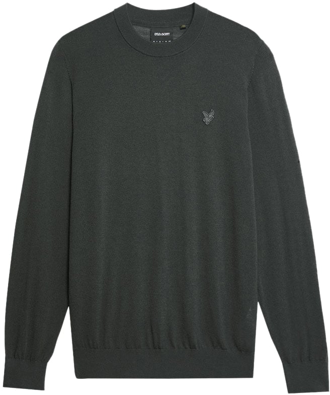 Lyle & Scott Lyle & Scott Tonal Eagle Merino Crew Neck Jumper Grijs