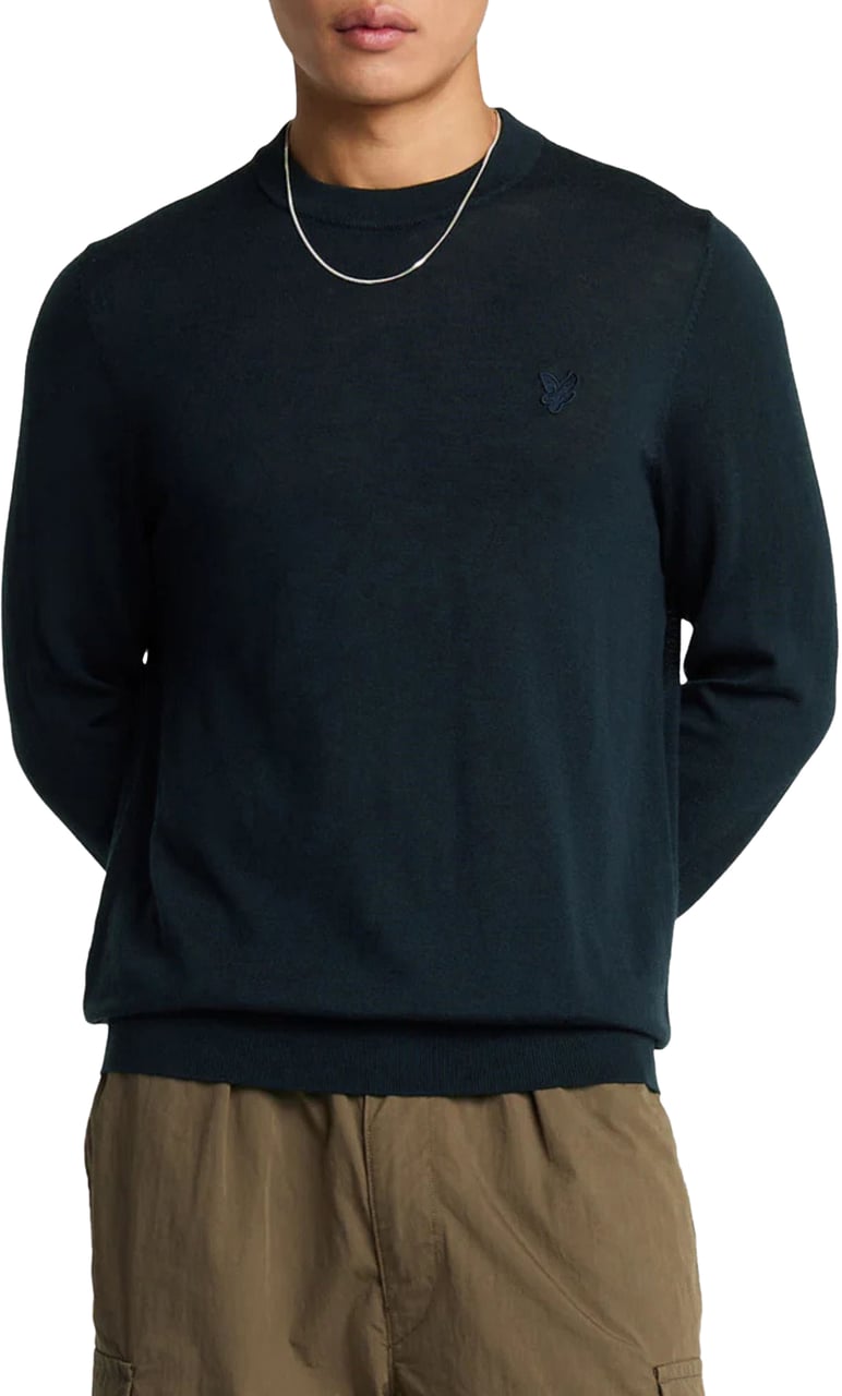 Lyle & Scott Lyle&scott Tonal Eagle Merino Truien Donkerblauw Kn2121vc Blauw