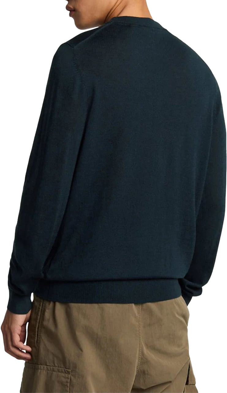 Lyle & Scott Lyle&scott Tonal Eagle Merino Truien Donkerblauw Kn2121vc Blauw