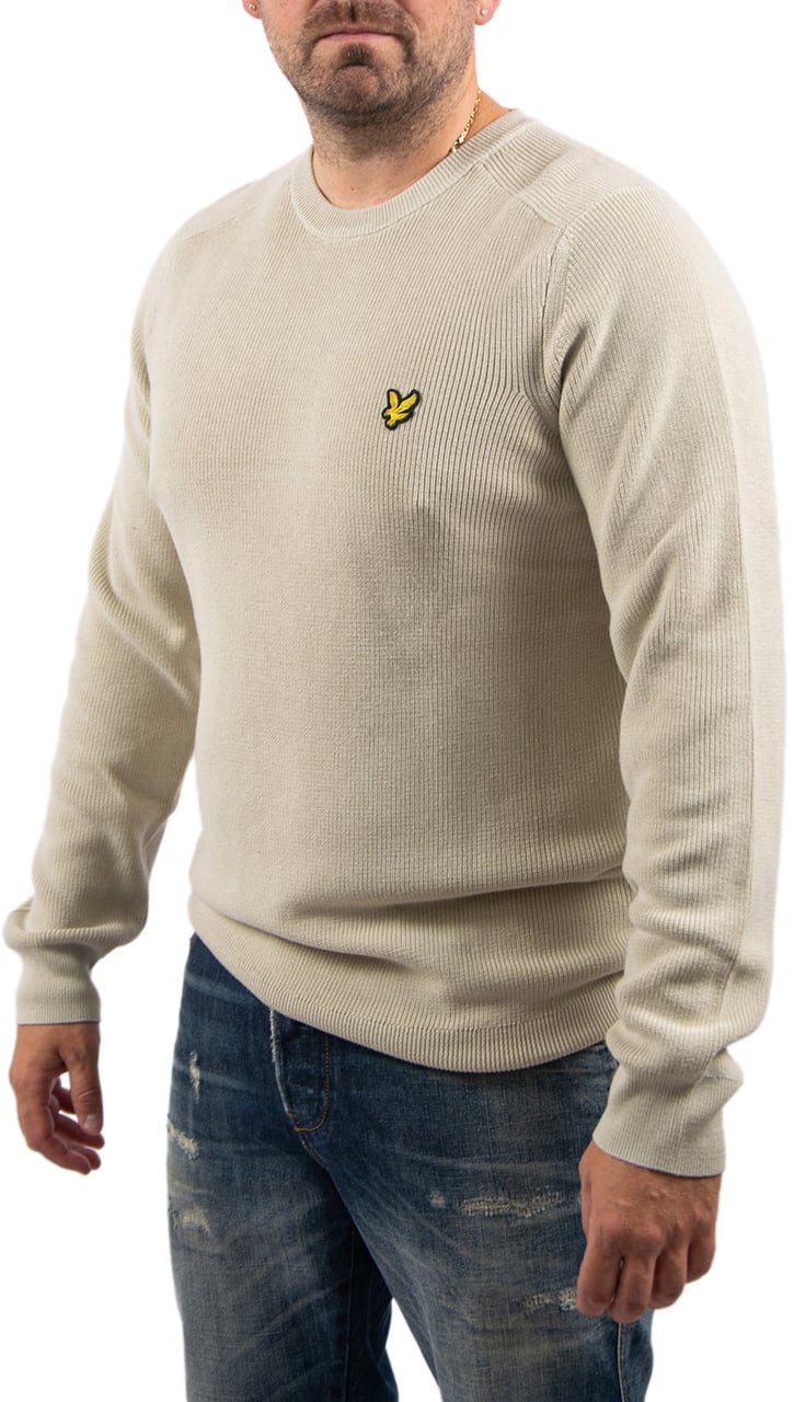 Lyle & Scott Lyle & Scott Engineered Rib Crew Neck Beige