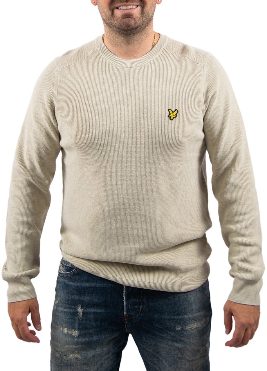 Lyle & Scott Lyle & Scott Engineered Rib Crew Neck Beige