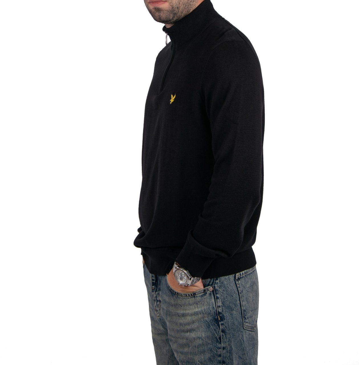 Lyle & Scott Lyle &amp; Scott Cotton Quarter Zip Jumper Zwart