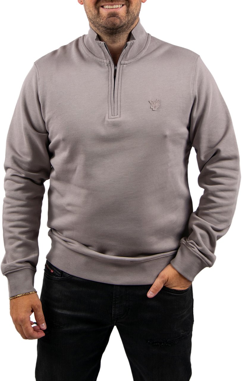 Lyle & Scott Lyle & Scott Superfine Quarter Zip Sweatshirt Grijs