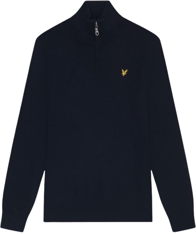 Lyle & Scott Lyle &amp; Scott Cotton Merino Quarter Zip Jumper Blauw
