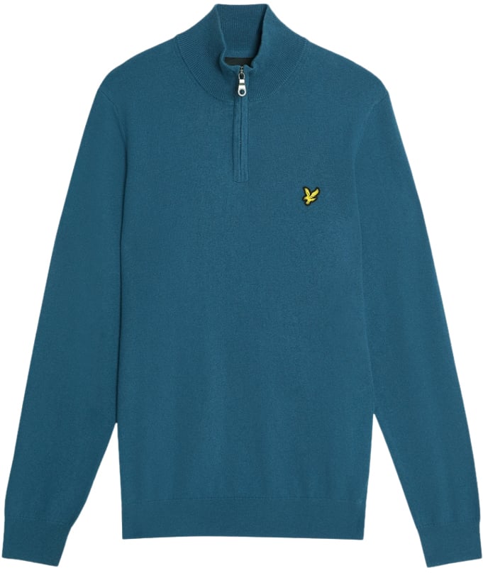 Lyle & Scott Lyle &amp; Scott Cotton Merino Quarter Zip Jumper Blauw