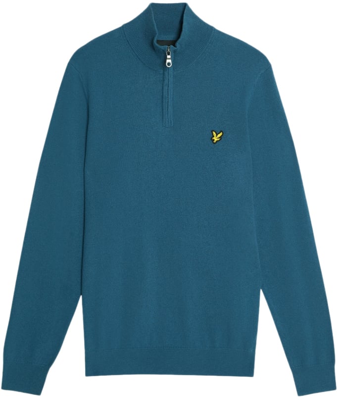 Lyle & Scott Cotton Merino Quarter Zip Jumper Blauw