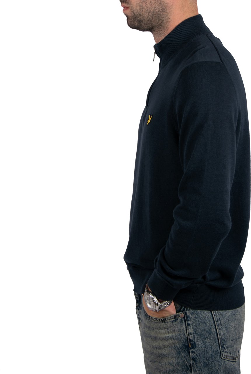 Lyle & Scott Lyle &amp; Scott Cotton Quarter Zip Jumper Blauw