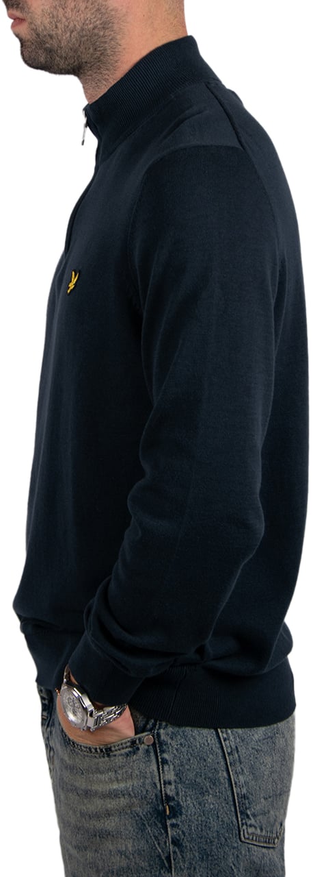 Lyle & Scott Lyle & Scott Cotton Quarter Zip Jumper Blauw