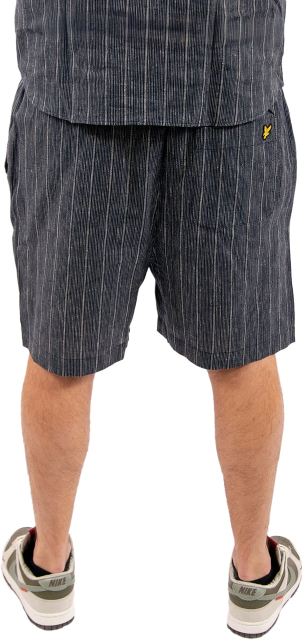 Lyle & Scott Linen Blend Ticking Stripe Short Blauw