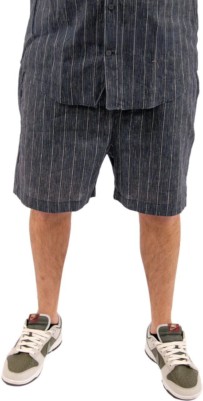Lyle & Scott Linen Blend Ticking Stripe Short Blauw