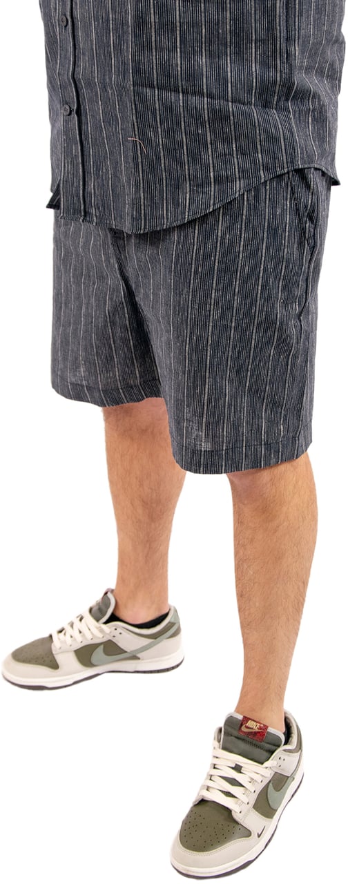 Lyle & Scott Lyle & Scott Linen Blend Ticking Stripe Short Blauw