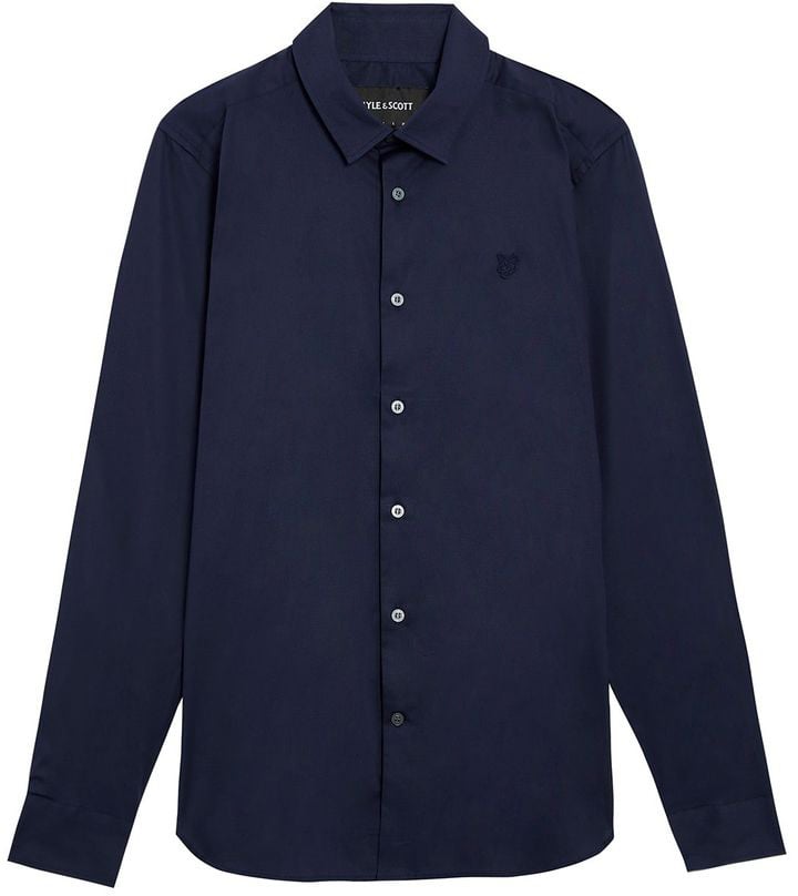 Lyle & Scott Blue Cotton Dress Shirt Blauw