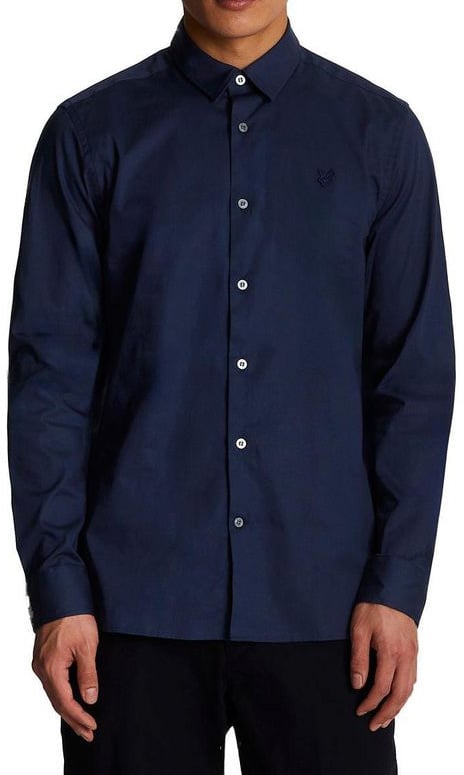 Lyle & Scott Blue Cotton Dress Shirt Blauw