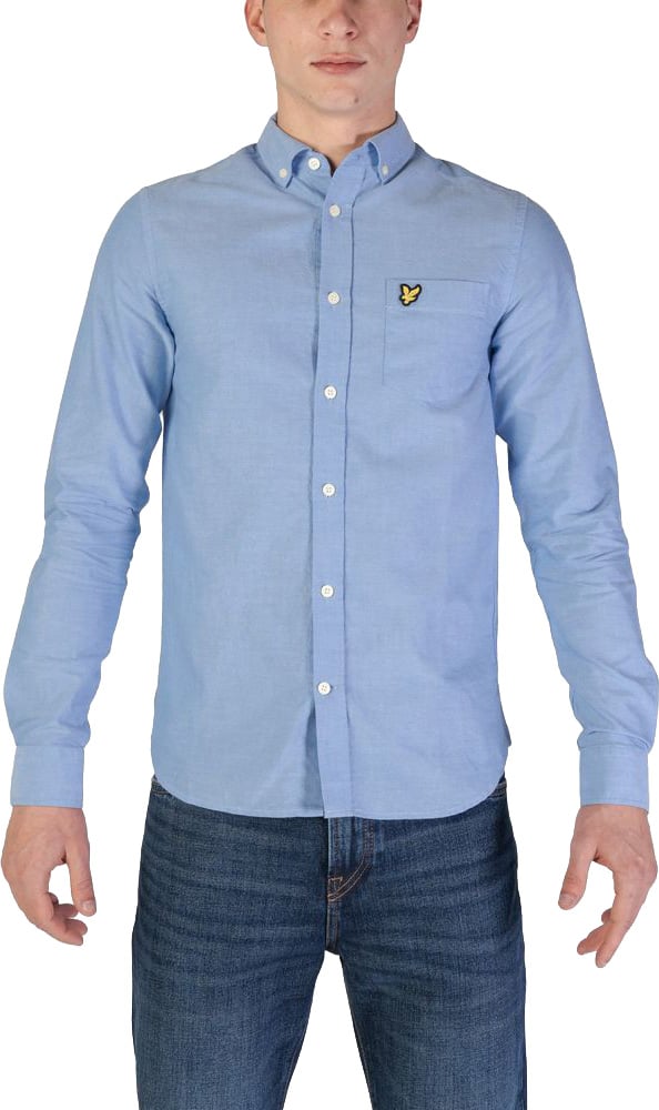 Lyle & Scott Blue Organic Cotton Dress Shirt Blauw