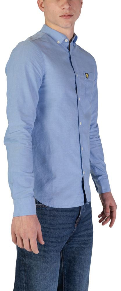 Lyle & Scott Blue Organic Cotton Dress Shirt Blauw