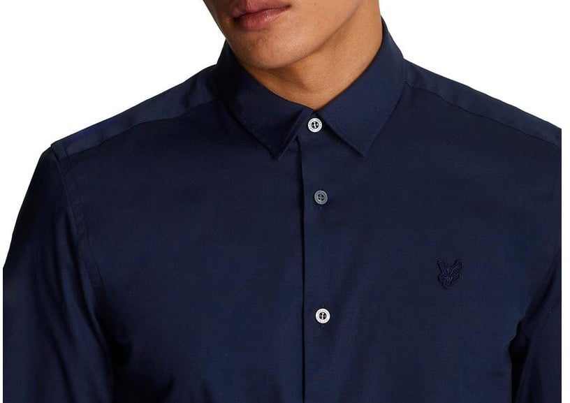 Lyle & Scott Blue Cotton Dress Shirt Blauw