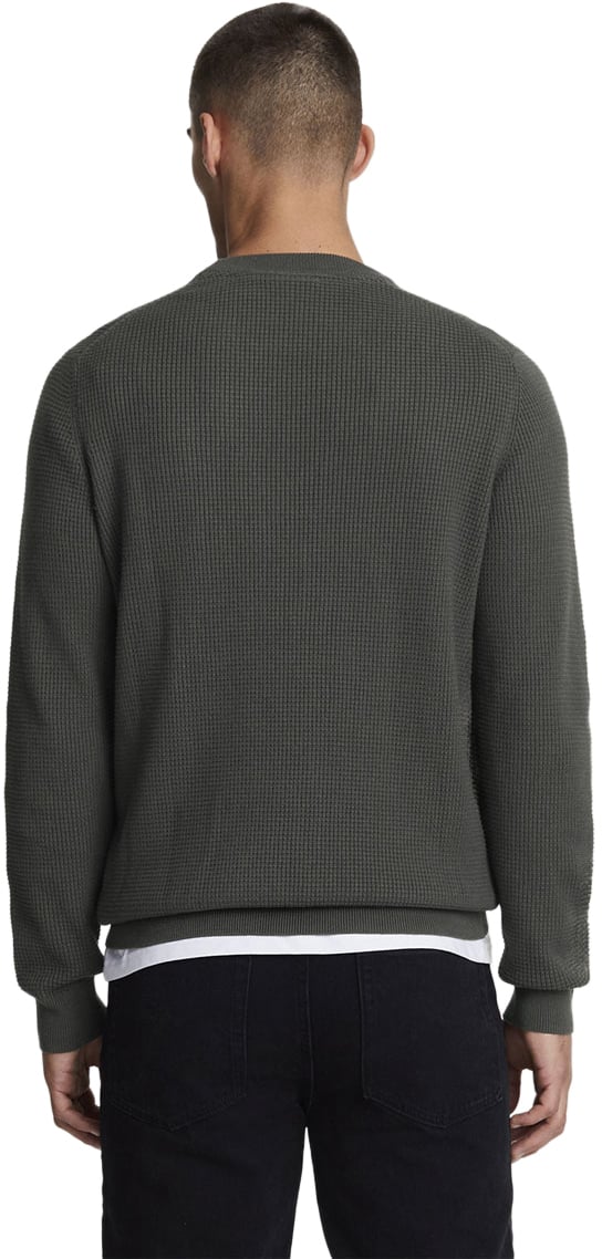 Lyle & Scott Grid Knit Crew Neck Jumper Grijs