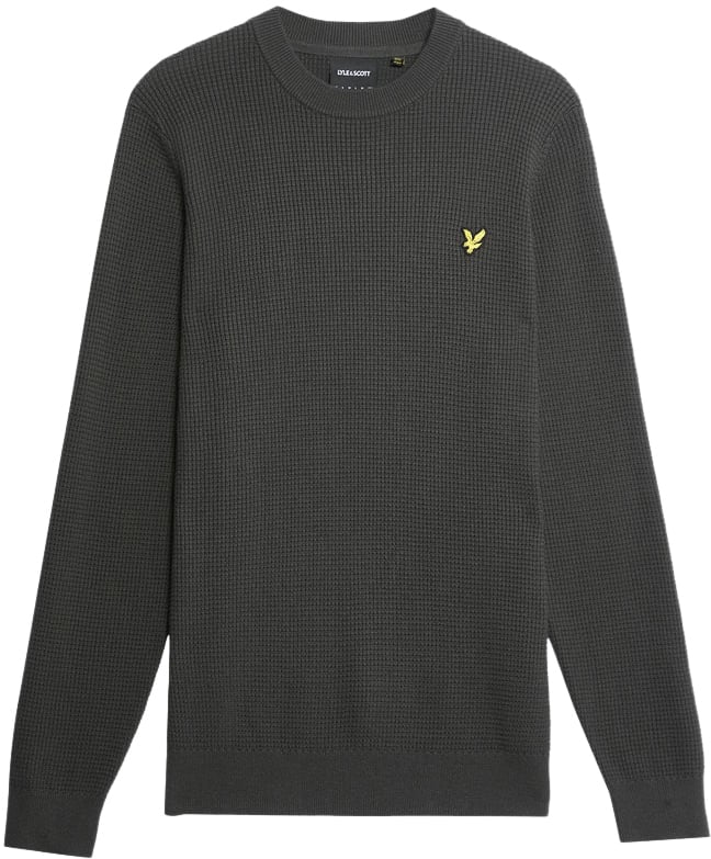 Lyle & Scott Grid Knit Crew Neck Jumper Grijs