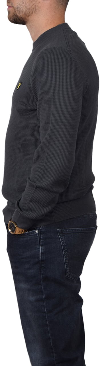 Lyle & Scott Grid Knit Crew Neck Jumper Grijs
