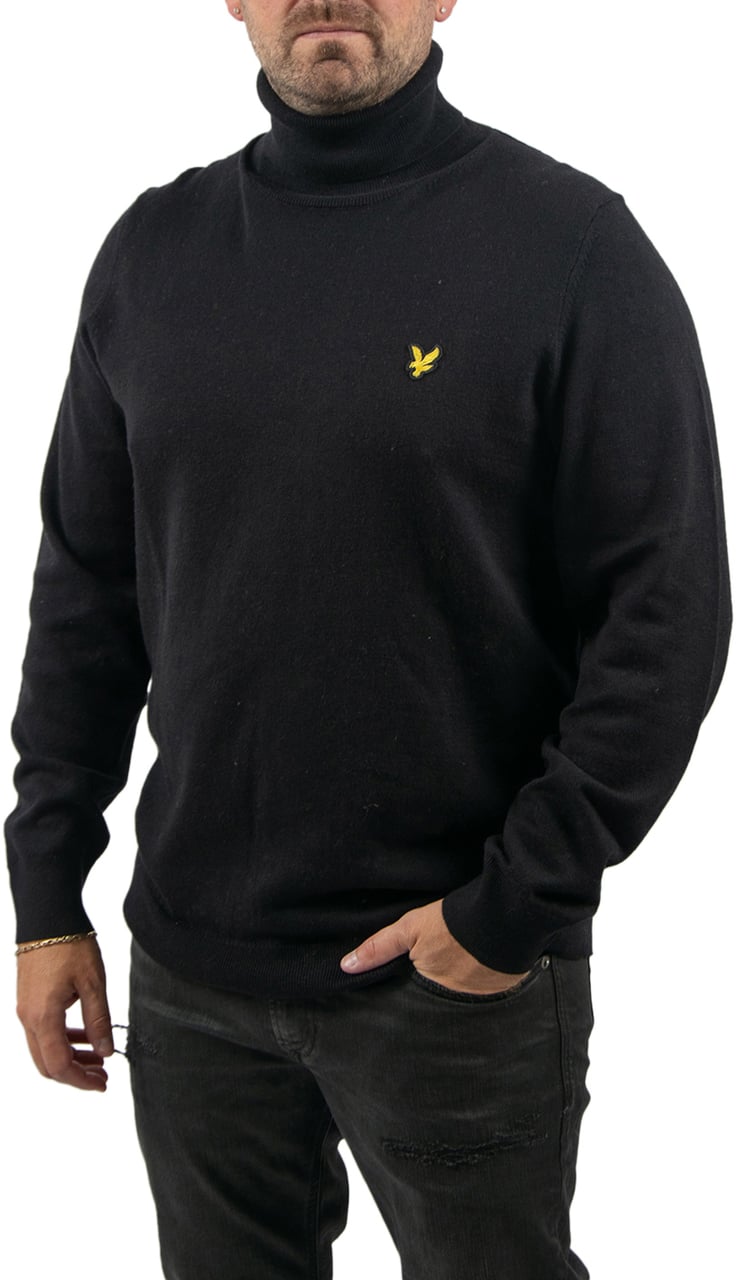 Lyle & Scott Cotton Merino TurleNeck Jumper Zwart